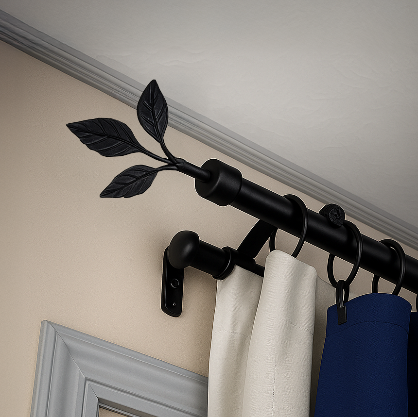 Classy Homes Curtain Rod 48-84 in Double Black 16/19