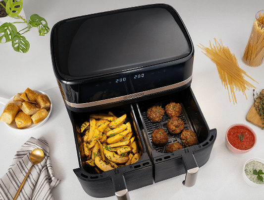 Black &amp; Decker Dual Air Fryer 9L, Black