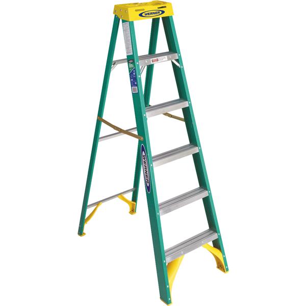 Werner Fiberglass Step Ladder 6 Ft. with 225 Lb. Load Capacity Type II Ladder Rating