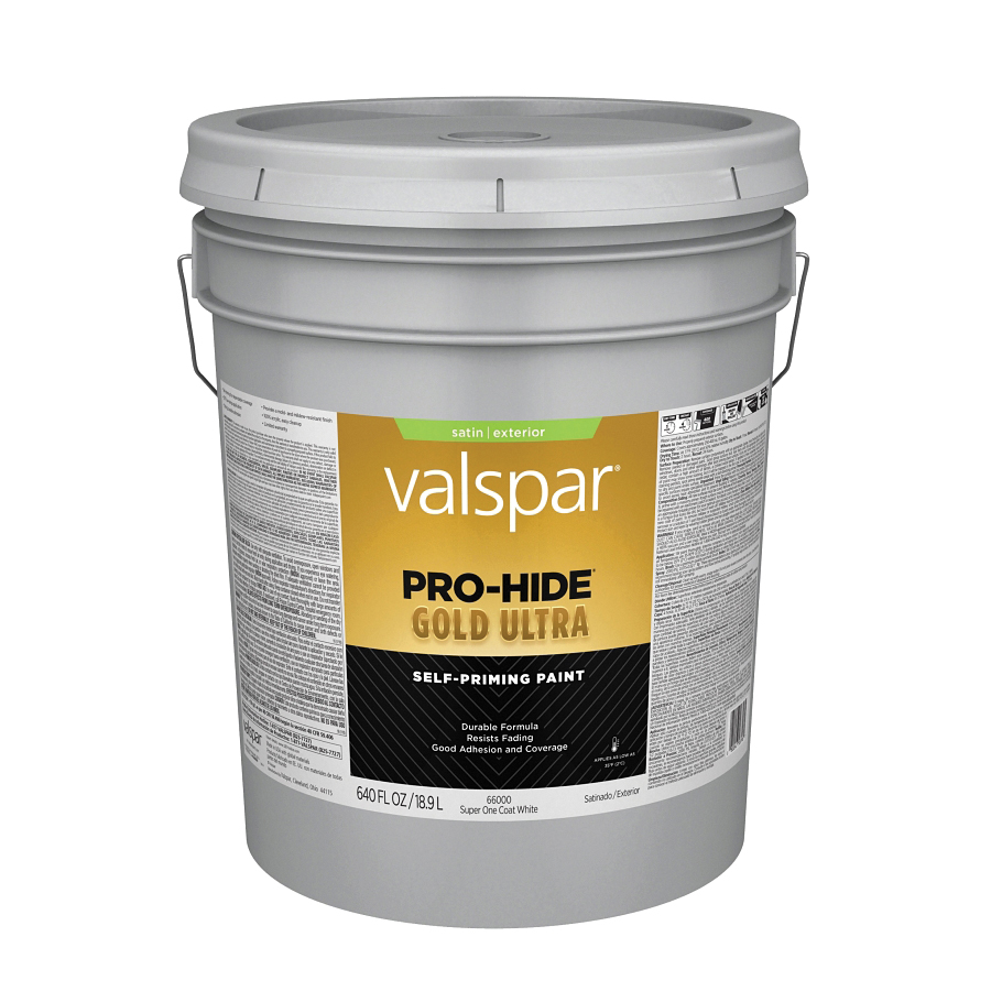 ****Valspar Pro-Hide Gold Ultra Latex Satin Exterior House Paint, Super One-Coat White, 5 Gal.