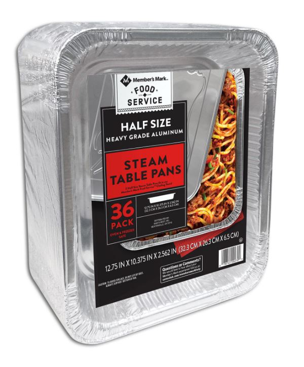 ****Member's Mark Half Size Aluminum Steam Table Pan 36ct