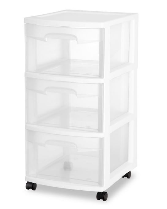 Sterilite 3-Drawer Cart, White