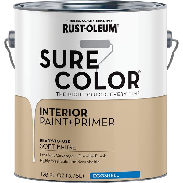 ****Rust-Oleum Sure Color Eggshell Soft Beige Interior Wall Paint and Primer, Gallon