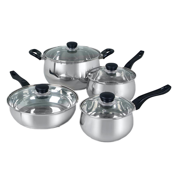 Oster Rametto 8pc Cookware Set, Stainless Steel Mirror Polish with Bakelite Handle