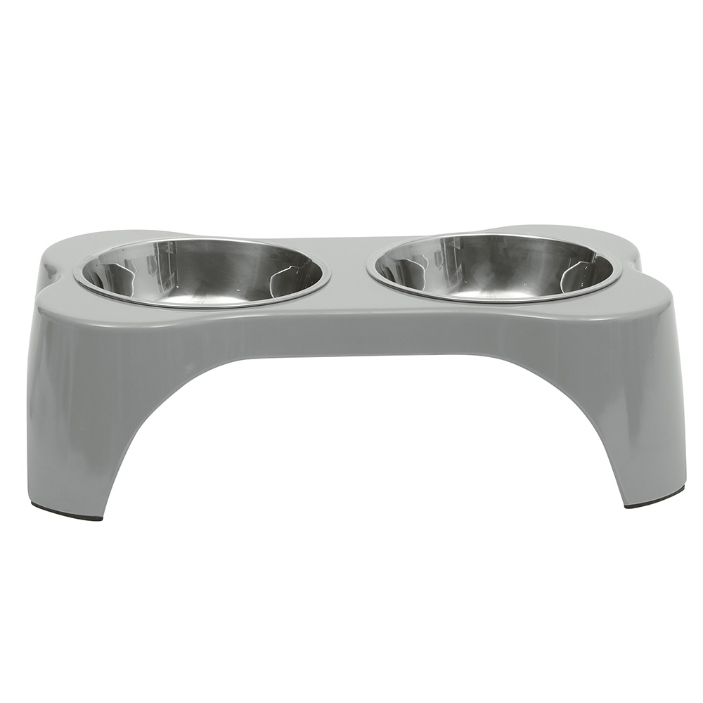 Gibson Home Bow Wow Meow 3pc Pet Bowl, Grey