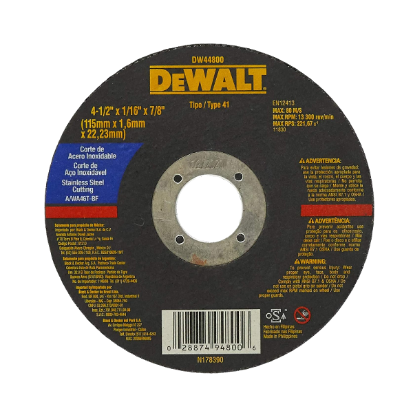 ****DEWALT Type 41 Metal/Stainless Fine Cutting Wheel 4.5 x 1/16 x 7/8 In.25963