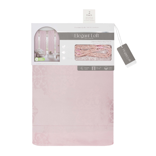 Valvina Jacquard Room-Darkening Curtains 38 x 84 In. Blush x2