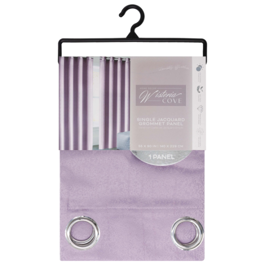 Stripen Grommet Window Curtain Panel 55 x 90 In. Lavender