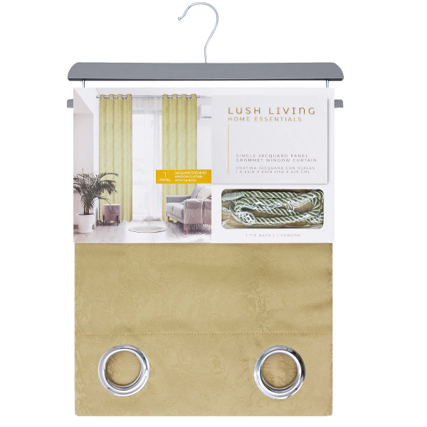 Nina Grommet Window Curtain Panel 55 x 90 In. Gold