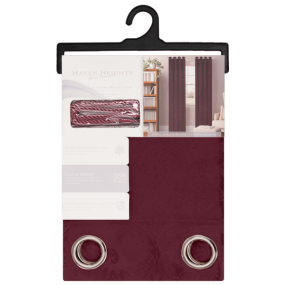 Royalty Grommet Window Curtain Panel with Tie Back 55 x 90 In. Burgundy
