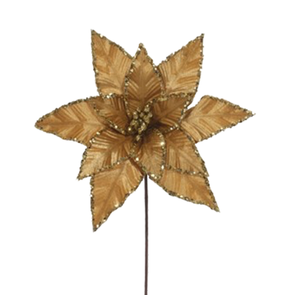 Miro Christmas Poinsettia Stem 50cm Gold-BM