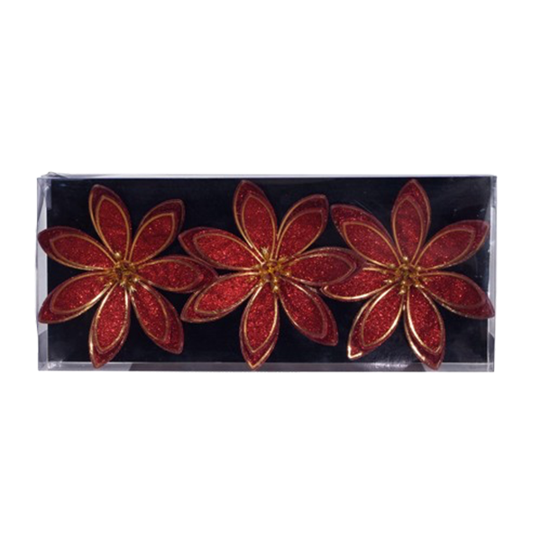 ****Miro Christmas Flower 13x3cm, Red (3-pc Set)