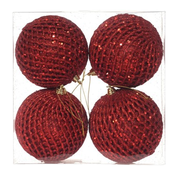 Miro Christmas Balls 10cm, Red (4-pc Set)