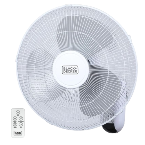 Black &amp; Decker Wall Fan with Remote 16 In., White