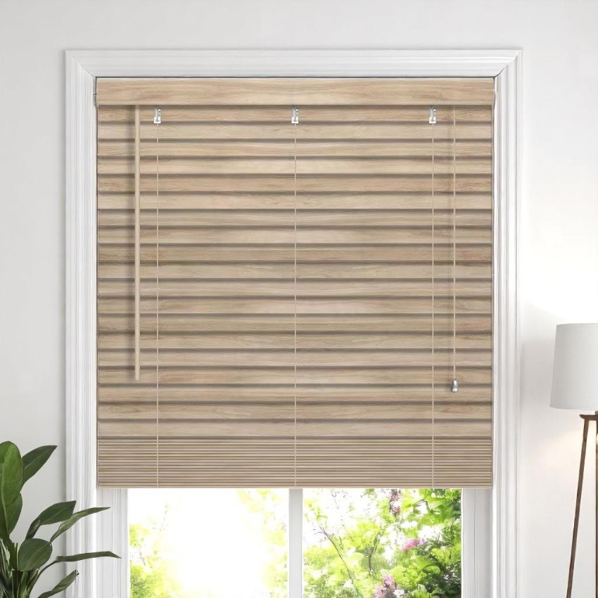 Kenneth Cole Paulownia Wood Venetian Blinds 48 x 90.5 In. (122x230cm), Natural Brown