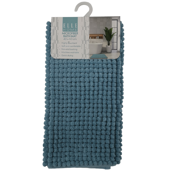 Elle Home Microfiber Bath Mat, Blue
