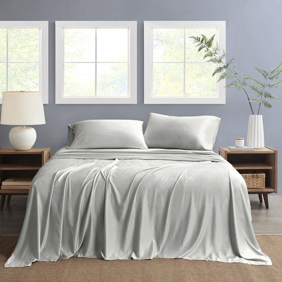 Nautica King Sheet Set Solid 4pc Light Grey