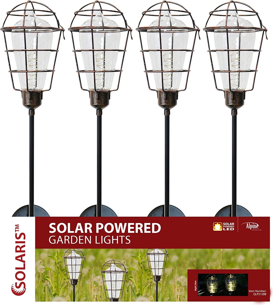 Solaris Solar Stake Light Metal Cage Edison-Style 35 In. H.
