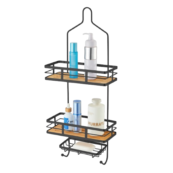 Royal Homes Shower Caddy 3-Tier Bamboo, Black