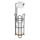 Royal Homes Freestanding Toilet Paper Holder With Bamboo Base, Black