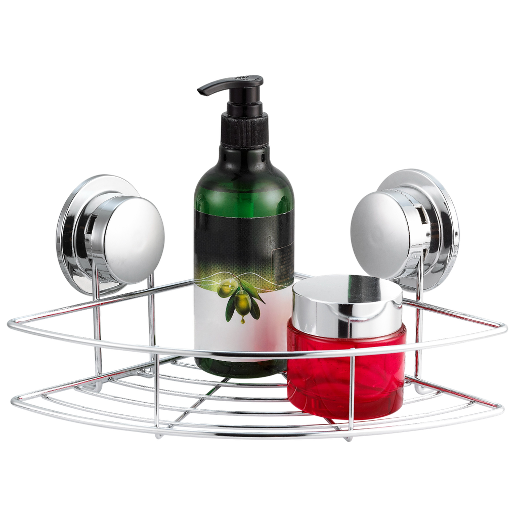 Royal Homes Corner Shower Shelf With Super Suction, Chrome