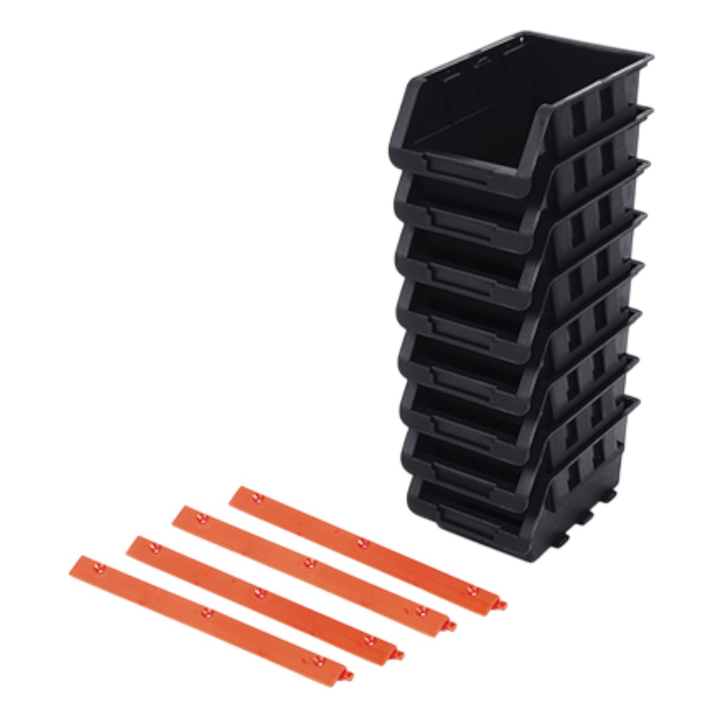 Tactix 8pc Storage Bin Set, Black