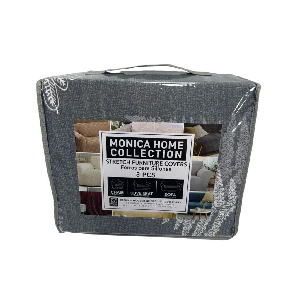 Monica Home Collection 3pc Printed Sofa Cover with Ruffle Set