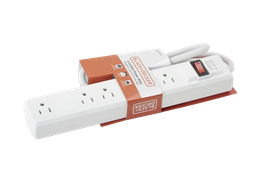 [973-BDE9720026] Black &amp; Decker Power Strip 6-Outlet 3 Ft. White