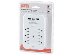 [973-BDE9720044] Black &amp; Decker 6-Outlet Extender with Night Light, 2 USB-A, 1 USB-C
