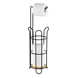 [RHFTPH31685] Royal Homes Freestanding Toilet Paper Holder With Bamboo Base, Black