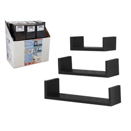 [856-DRWS882N] Ideal Furniture Wall Shelf Set, Black with Ash