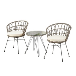 [854-RX1057BGGO] Ideal Furniture Rattan Patio Set, Grey