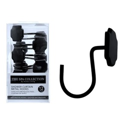 [711-1431425] Spa Collection Metal Shower Curtain Hooks, Black