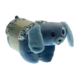 [730-1446863] Home Living Micromink Animal Pillow with Blanket, Dark Blue