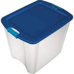 [14487404 / 14489604 / 4386918] Sterilite Latch &amp; Carry Storage Tote 26 Gal. Clear Base with Blue Lid