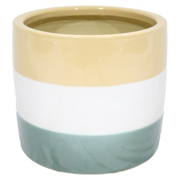 [HG 18-194/3 S CHCPP17167] ****Classy Homes Ceramic Plant Pots Striped Multicolor S1