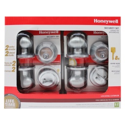 [8103206] Honeywell Egg Knob Home Security Kit, Satin Chrome