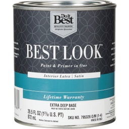 [HW33W0803-14] ****Best Look Latex Paint &amp; Primer In One Satin Interior Wall Paint, Extra Deep Base, 1 Qt
