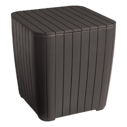 [237038] ****Keter Luzon Side Table with Storage, Matte Brown Resin