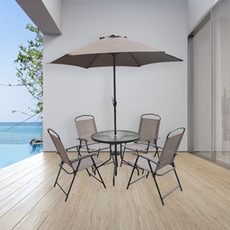[WMGT-019/FC- 018 RHODSS25227] Mobel Outdoor Dining Set, Four Chairs with Umbrella