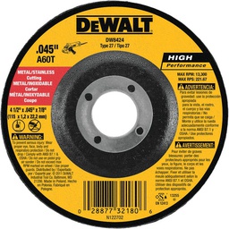 [DW8424] ****DEWALT HP Type 27 Metal/Stainless Cut-Off Wheel 4-1/2 In. x 0.045 In. x 7/8 In.