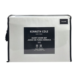 [KCBI2022113WH


] ****Kenneth Cole Full/ Queen 400TC Duvet Cover Set, White - 100% Cotton, 3Pc