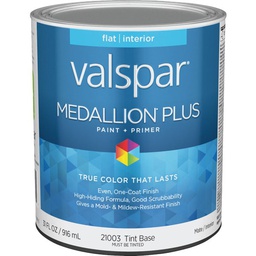 [028.0021003.005] ****Valspar Medallion Plus Premium Paint &amp; Primer Flat Interior Paint, Tint Base, 1 Qt.