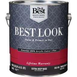 [HW35W0803-16] ****Best Look 100% Acrylic Latex Premium Paint &amp; Primer In One Flat Exterior House Paint, Exra Deep Base, 1 Gal.