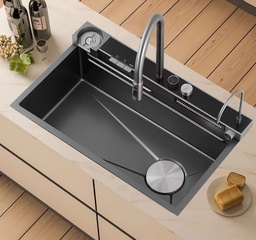 [RHSK7545-3 / SD7545-3 RHTKS27180] Royal Homes Top-mount Kitchen Sink Combo 29.5 x 17.7 x 8.6 In. 304 Stainless Steel, Black Finish
