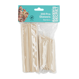 [BS40171] Baker's Secret 200pc Bamboo Skewer Set, (10cm-100pc + 15cm-100pc)