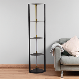 [3289GOLD RHCFLWS29361] Royal Homes Corner Floor Lamp With Shelves 62W, 64.17x11.4In. 