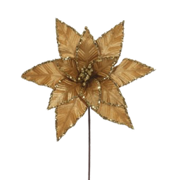 [831-F002-24028B] Miro Christmas Poinsettia Stem 50cm Gold-BM