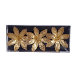 [831-AMX028-24107G] Miro Christmas Flower 13x3cm Gold (3-pc Set)