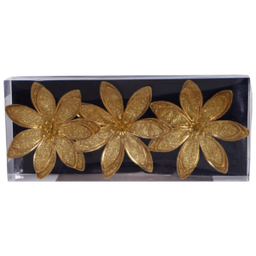 [831-AMX028-24108G] Miro Christmas Flower 13x3cm Gold (3-pc Set)